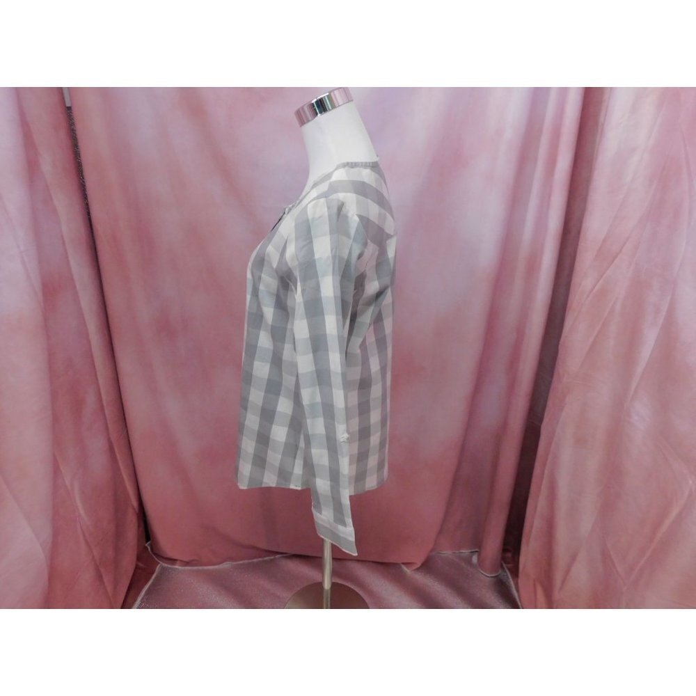 SALE NWT Christopher & Banks Petite Checkered Blouse Women Small Gray - Picture 5 of 14